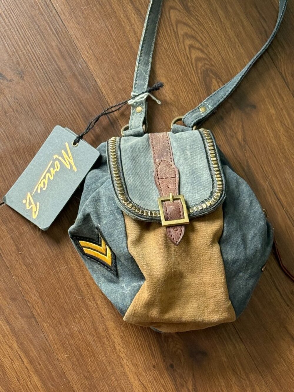 Mona B Military Canvas Crossbody Bag Boho Utility Coastal Vintage 3823